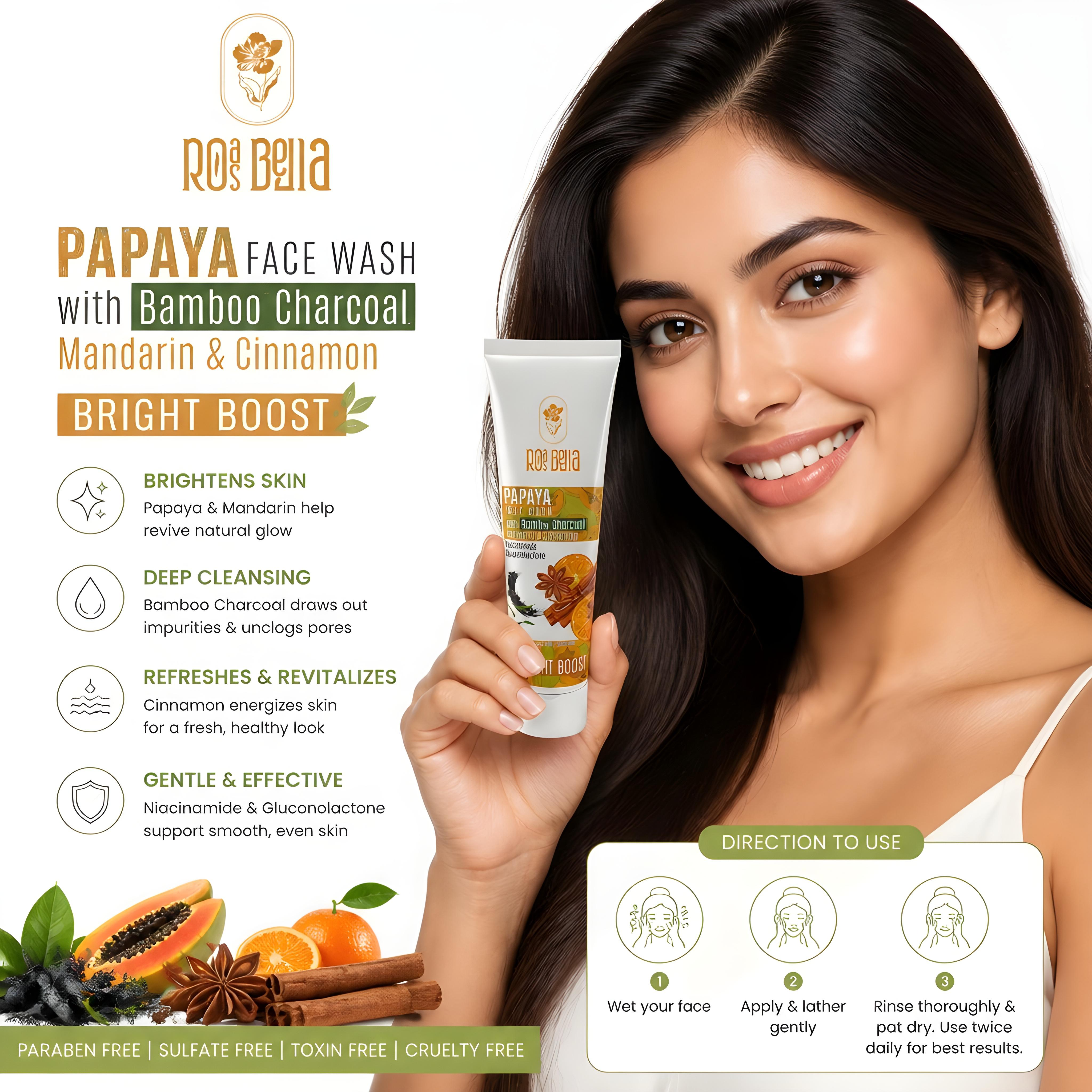 PAPAYA Face Wash With Banmoo Charcoal  (100g) Tube - (PC1282)